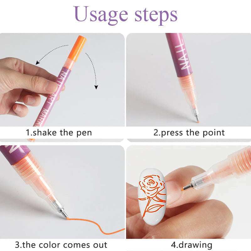 Nail Art Pens Set of 12 Colors