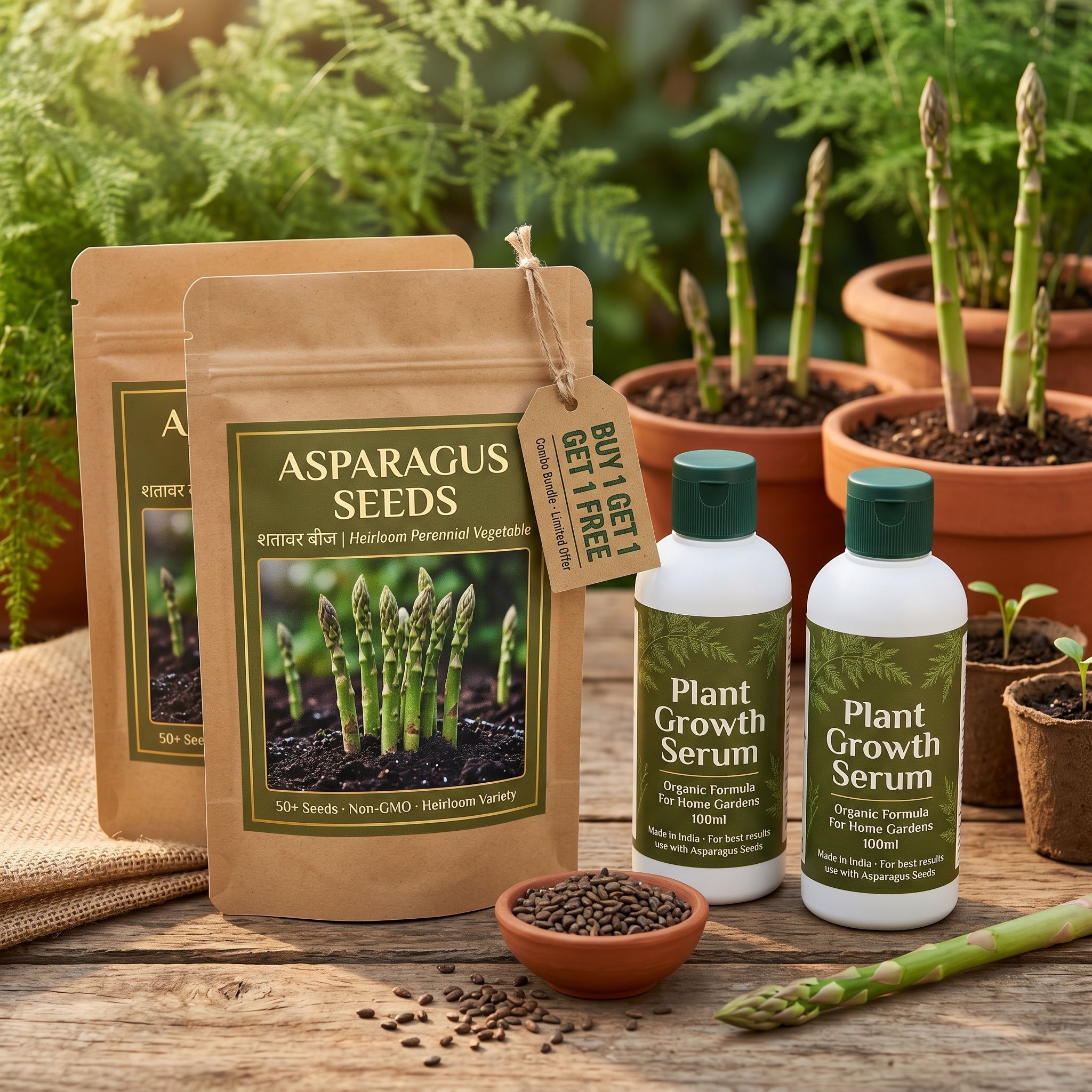 Asparagus Garden Kit — 2 Seed Packets + 2 Serums FREE