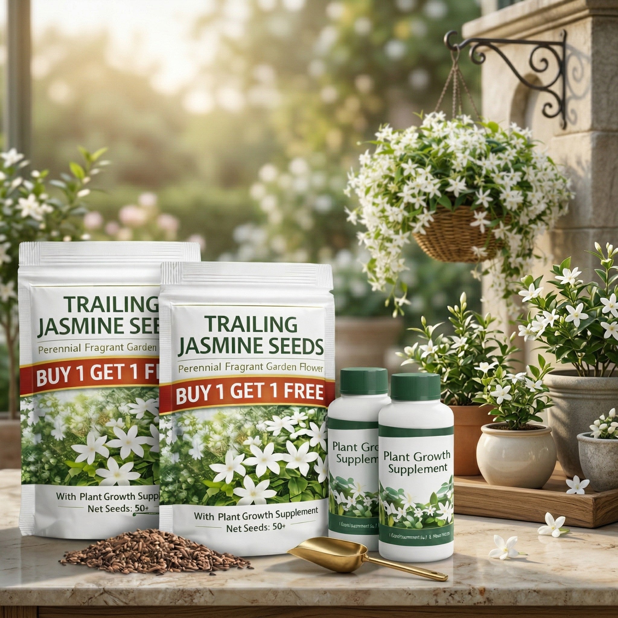 Trailing Jasmine Seeds – Buy 1 Get 1 Free | 2 Plant Growth Serums Included